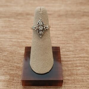 14K White Gold Victorian Style Diamond Ring